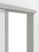 Detailansicht von Schiebetürsystem PortaLit Hellgrau A402 vor der Wand laufend mit Zarge - Westag