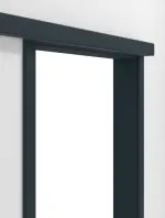 Detailansicht von Schiebetürsystem vor der Wand laufend mit Zarge PortaLit-CPL Trend Titangrau A 416 - Westag