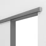 Detailansicht von GARANT Line-Schiebetürsystem Edelstahl-Optik vor der Wand laufend ohne Zarge