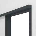 Detailansicht von LEBO Schiebetürsystem vor der Wand laufend Ultramatt Anthrazit ähnl. RAL 7016 Versio inkl. Zarge