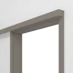 Detailansicht von LEBO Schiebetürsystem vor der Wand laufend Ultramatt Taupe Versio inkl. Zarge