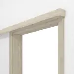 Detailansicht von HÖRMANN Schiebetürsystem vor der Wand laufend Gebürstete Lärche hell Duradecor mit Zarge