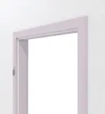 Detailansicht von Massivholzzarge Fichte astarm weiß pigmentiert mit Gehrung Profil A