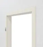 Detailansicht von Massivholzzarge Nordische Fichte astarm gebürstet weiß lackiert mit Gehrung Profil A