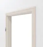 Detailansicht von Massivholzzarge Fichte astig weiß pigmentiert profiliert Profil B