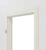 Detailansicht von Massivholzzarge Nordische Fichte astarm gebürstet weiß lackiert profiliert Profil B