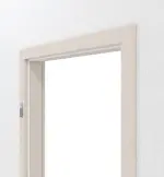 Detailansicht von Massivholzzarge Fichte astig weiß pigmentiert ohne Gehrung Profil C