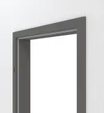 Detailansicht von Huga Zarge für Wohnungseingangstüren Hygge grau RAL 7037 Lack mit runder Kante