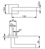 technische Zeichnung von Galina Square-R Schwarz matt Zimmertürgarnitur Vario Star - Südmetall