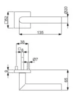 technische Zeichnung von Ronny II Square-R Pulverbeschichtet Schwarzstahl-Optik Zimmertürgarnitur Vario Star BB - Südmetall