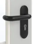 Detailansicht der Oberfläche von GARANT Brandschutztür T30 Dove Grey D92-60 Resopal mit Lichtausschnitt LA-6