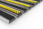 Schräge Detailansicht von Aluprofilmatte KLASSIK Safe R01V schwarz / Work B09 gelb - Entrada