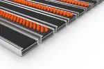 Schräge Detailansicht von Aluprofilmatte KLASSIK Safe R01V schwarz / Work B08 orange - Entrada