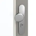 Detailansicht der Oberfläche von GARANT Wohnungseingangstür U12115SD Platingrau GHK08 mit Lichtausschnitt LA-3