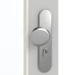 Detailansicht der Oberfläche von GARANT Wohnungseingangstür D92-60 Dove Grey Resopal mit Lichtausschnitt LA-4 schlossseitig