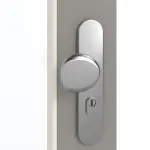 Detailansicht der Oberfläche von GARANT Wohnungseingangstür U12115SD Platingrau GHK08 mit Lichtausschnitt LA-4 schlossseitig