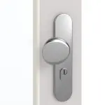 Detailansicht der Oberfläche von GARANT Wohnungseingangstür U12188SD Lichtgrau GHK08 mit Lichtausschnitt LA-4 schlossseitig