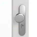 Detailansicht der Oberfläche von GARANT Wohnungseingangstür 0160-60 Silver Grey CePaL mit Lichtausschnitt LA-5 schlossseitig