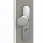 Detailansicht der Oberfläche von GARANT Wohnungseingangstür U12115SD Platingrau GHK08 mit Lichtausschnitt LA-5 schlossseitig