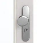 Detailansicht der Oberfläche von GARANT Wohnungseingangstür U12188SD Lichtgrau GHK08 mit Lichtausschnitt LA-5 schlossseitig