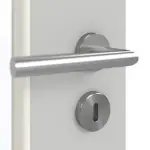 Detailansicht der Oberfläche von GARANT Doppelflügeltür inkl. Zarge D92-60 Dove Grey Resopal mit Lichtausschnitt LA-DIN