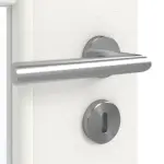 Detailansicht der Oberfläche von GARANT Doppelflügeltür inkl. Zarge Quer Authentic Bianco CPL mit Lichtausschnitt LA-DIN Sprosse SP0