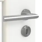 Detailansicht der Oberfläche von GARANT Doppelflügeltür inkl. Zarge D354-60 Designer White Resopal mit Lichtausschnitt LA-DIN Sprosse SP0