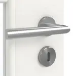 Detailansicht der Oberfläche von GARANT Doppelflügeltür inkl. Zarge Quer Authentic Bianco CPL mit Lichtausschnitt LA-DIN Sprosse SP1