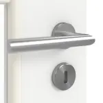 Detailansicht der Oberfläche von GARANT Doppelflügeltür inkl. Zarge D354-60 Designer White Resopal mit Lichtausschnitt LA-DIN Sprosse SP1