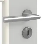 Detailansicht der Oberfläche von GARANT Doppelflügeltür inkl. Zarge D92-60 Dove Grey Resopal mit Lichtausschnitt LA-DIN Sprosse SP1