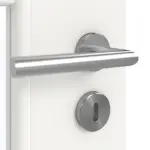 Detailansicht der Oberfläche von GARANT Doppelflügeltür inkl. Zarge Weißlack 9016 CPL mit Lichtausschnitt LA-DIN Sprosse SP1