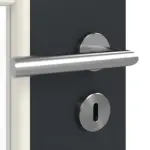 Detailansicht der Oberfläche von GARANT Doppelflügeltür inkl. Zarge U12000SD Vulkanschwarz GHK08 mit Lichtausschnitt LA-DIN Sprosse SP1