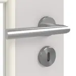 Detailansicht der Oberfläche von GARANT Doppelflügeltür inkl. Zarge U12188SD Lichtgrau GHK08 mit Lichtausschnitt LA-DIN Sprosse SP1