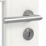 Detailansicht der Oberfläche von GARANT Doppelflügeltür inkl. Zarge Quer Authentic Bianco CPL mit Lichtausschnitt LA-DIN Sprosse SP10