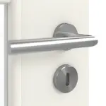 Detailansicht der Oberfläche von GARANT Doppelflügeltür inkl. Zarge Weiß Struktur Premium CPL mit Lichtausschnitt LA-DIN Sprosse SP10