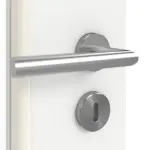 Detailansicht der Oberfläche von GARANT Doppelflügeltür inkl. Zarge D354-60 Designer White Resopal mit Lichtausschnitt LA-DIN Sprosse SP2