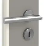 Detailansicht der Oberfläche von GARANT Doppelflügeltür inkl. Zarge U12115SD Platingrau GHK08 mit Lichtausschnitt LA-DIN Sprosse SP2