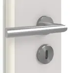 Detailansicht der Oberfläche von GARANT Doppelflügeltür inkl. Zarge U12188SD Lichtgrau GHK08 mit Lichtausschnitt LA-DIN Sprosse SP2