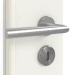 Detailansicht der Oberfläche von GARANT Doppelflügeltür inkl. Zarge 0135-60 Rain Resopal mit Lichtausschnitt LA-DIN Sprosse SP4