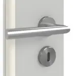 Detailansicht der Oberfläche von GARANT Doppelflügeltür inkl. Zarge D92-60 Dove Grey Resopal mit Lichtausschnitt LA-DIN Sprosse SP4