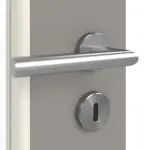 Detailansicht der Oberfläche von GARANT Doppelflügeltür inkl. Zarge U12115SD Platingrau GHK08 mit Lichtausschnitt LA-DIN Sprosse SP4