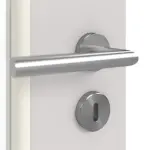 Detailansicht der Oberfläche von GARANT Doppelflügeltür inkl. Zarge U12188SD Lichtgrau GHK08 mit Lichtausschnitt LA-DIN Sprosse SP4