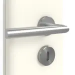 Detailansicht der Oberfläche von GARANT Doppelflügeltür inkl. Zarge W980ST15 Platinweiß GHK08 mit Lichtausschnitt LA-DIN Sprosse SP4