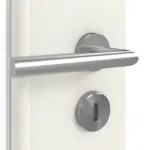 Detailansicht der Oberfläche von GARANT Doppelflügeltür inkl. Zarge Weiß Struktur Premium CPL mit Lichtausschnitt LA-DIN Sprosse SP4