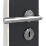 Detailansicht der Oberfläche von GARANT Doppelflügeltür inkl. Zarge U12000SD Vulkanschwarz GHK08 mit Lichtausschnitt LA-DIN