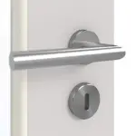 Detailansicht der Oberfläche von GARANT Doppelflügeltür inkl. Zarge U12188SD Lichtgrau GHK08 mit Lichtausschnitt LA-DIN