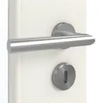 Detailansicht der Oberfläche von GARANT Doppelflügeltür inkl. Zarge Weiß Struktur Premium CPL mit Lichtausschnitt LA-DIN