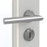 Detailansicht der Oberfläche von GARANT Doppelflügeltür inkl. Zarge D92-60 Dove Grey Resopal mit Lichtausschnitt LA-3