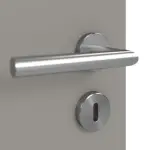 Detailansicht der Oberfläche von GARANT Doppelflügeltür inkl. Zarge U12115SD Platingrau GHK08 mit Lichtausschnitt LA-4 bandseitig