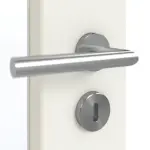 Detailansicht der Oberfläche von GARANT Doppelflügeltür inkl. Zarge 0135-60 Rain Resopal mit Lichtausschnitt LA-4 schlossseitig